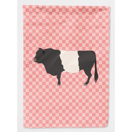 Carolines Treasures Belted Galloway Cow Pink Check Canvas House Flag BB7831CHF